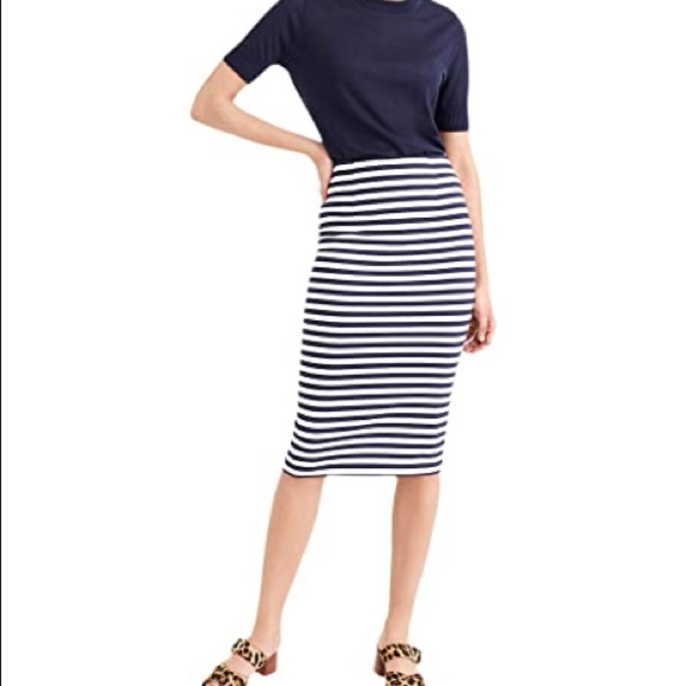 J.Crew Knit Pencil Skirt in Stripe Cabo Stripe Navy Size 2